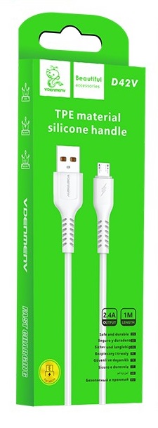 Кабель USB - TypeC DENMEN D42T (белый) 1м 1