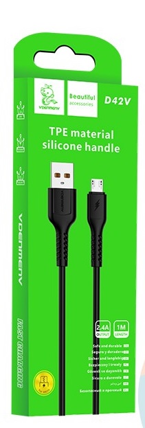 Кабель USB - TypeC DENMEN D42T (черный) 1м 1