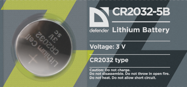 Батарейка литиевая CR2032-5B в блистере 5 шт DEFENDER 1