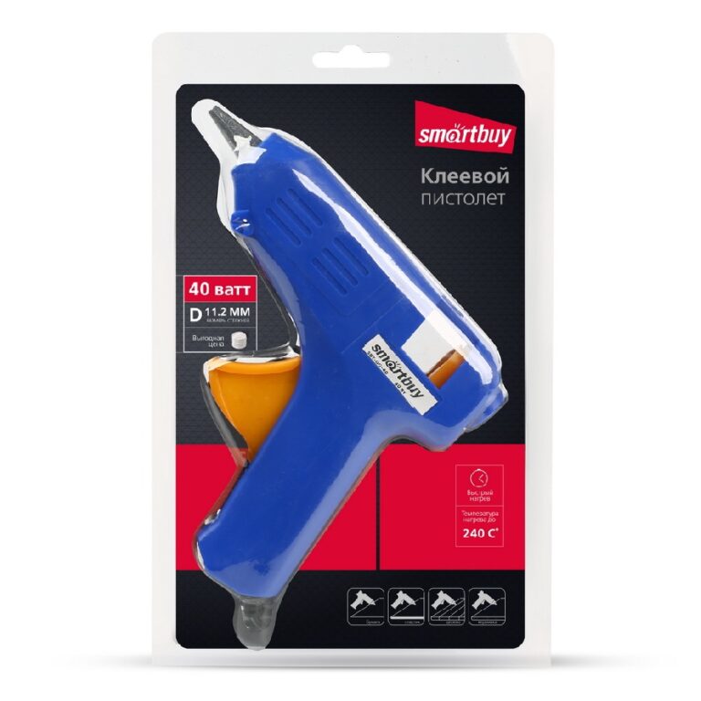 Пистолет клеевой электрич.,40 Вт,D=11.2 мм, алюмин.сопло, шнур 0.5 м, Smartbuy tools (SBT-GG-40)/100 1