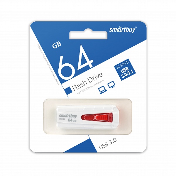 UFD 3.0/3.1 Smartbuy 064GB IRON White/Red (SB64GBIR-W3)