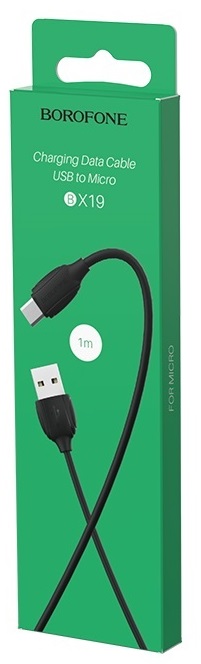 Дата-кабель USB 2.4A для micro USB Borofone BX19 TPE 1м (Black) 1