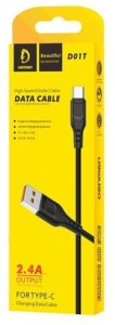 Кабель USB - TypeC Denmen D01T Black 1