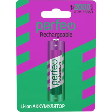 Perfeo аккумулятор Li-Ion 18650 2000mAh/1BL 3.7V 1/5 1