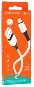 Дата-кабель USB 2.4A для micro USB Borofone BX79 силикон 1м (White) 1