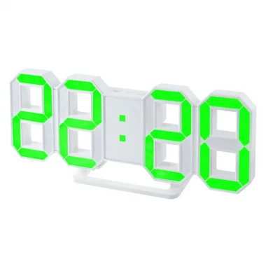 Perfeo LED часы-будильник "LUMINOUS", белый корпус / зелёная подсветка (PF-663) 1