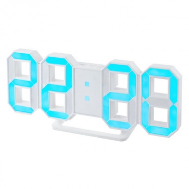 Perfeo LED часы-будильник "LUMINOUS", белый корпус / синяя подсветка (PF-663) 1