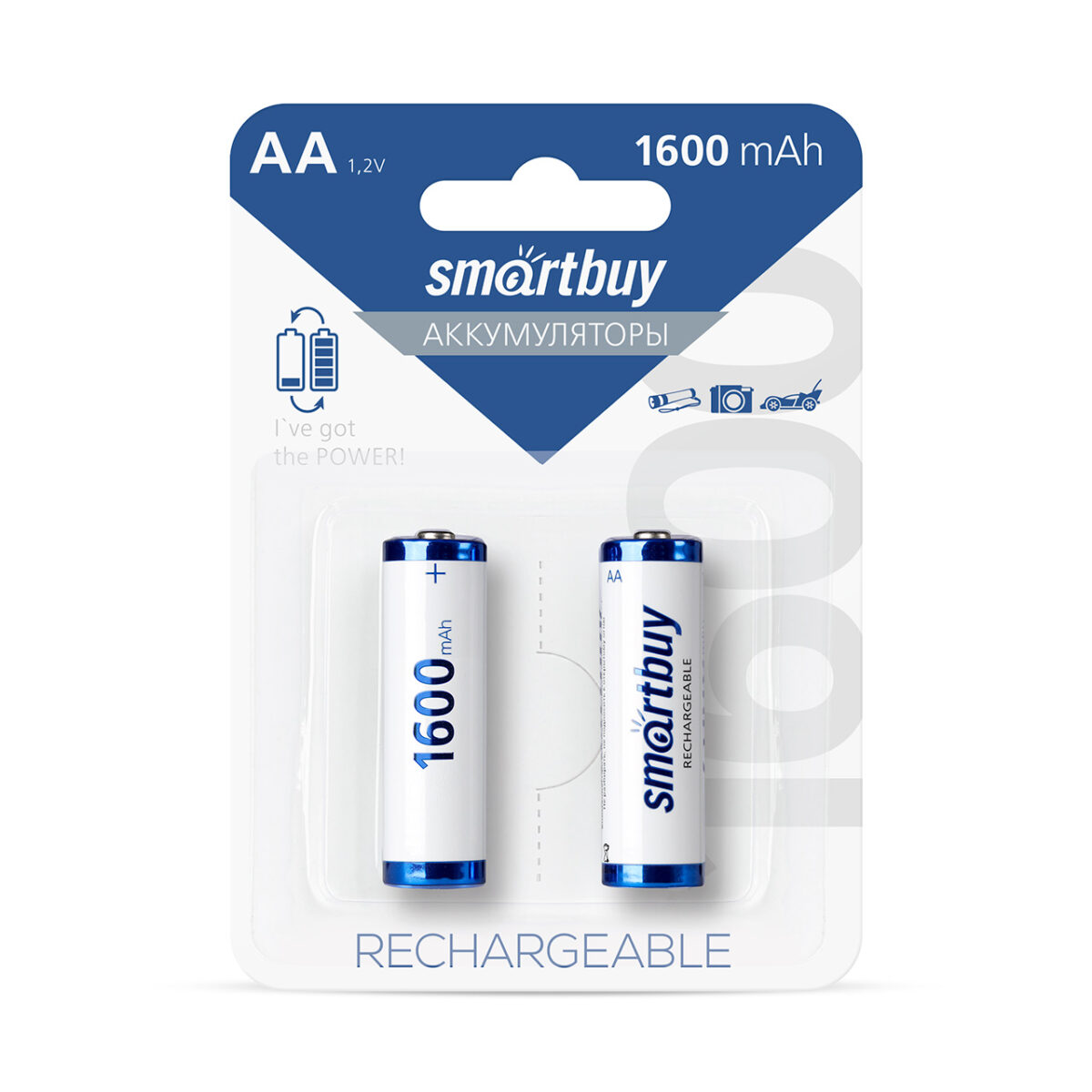 Аккумулятор NiMh Smartbuy AA/2BL 1600 mAh (24/240) (SBBR-2A02BL1600) 1