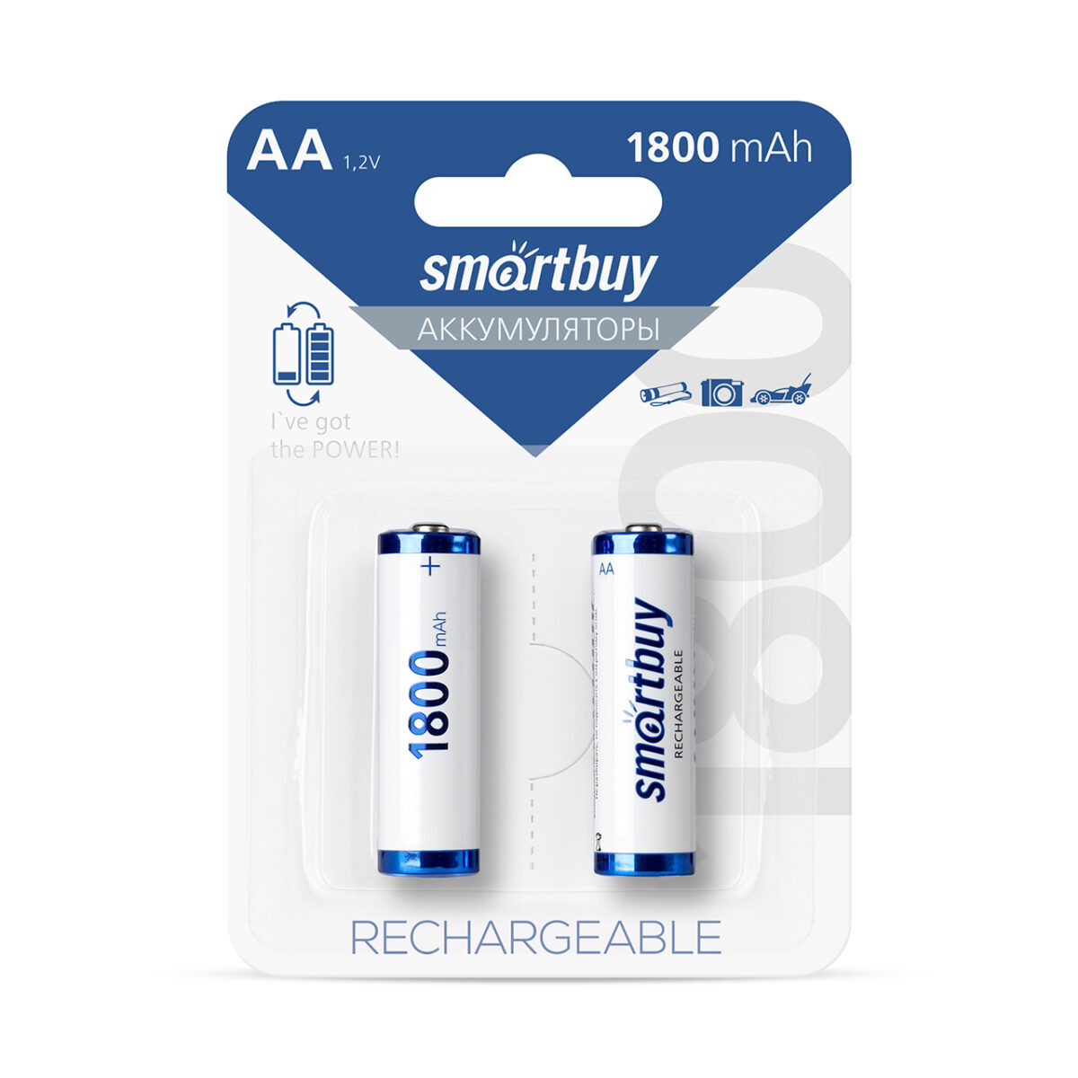 Аккумулятор NiMh Smartbuy AA/2BL 1800 mAh (24/240) (SBBR-2A02BL1800) 1