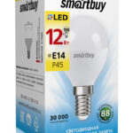 Светодиодная (LED) Лампа Smartbuy-P45-12W/3000/E14 (SBL-P45-12-30K-E14)/100
