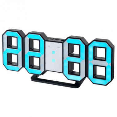 Perfeo LED часы-будильник "LUMINOUS", черный корпус / синяя подсветка (PF-663) 1