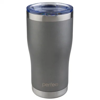 PERFEO Термокружка для напитков с прозрачной крышкой, объем 0,6 л., серый (PF_C3725) 1