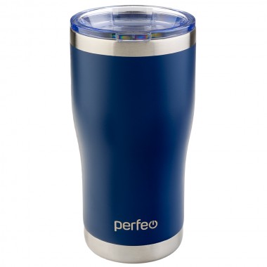 PERFEO Термокружка для напитков с прозрачной крышкой, объем 0,6 л., темно-синий (PF_C3726) 1