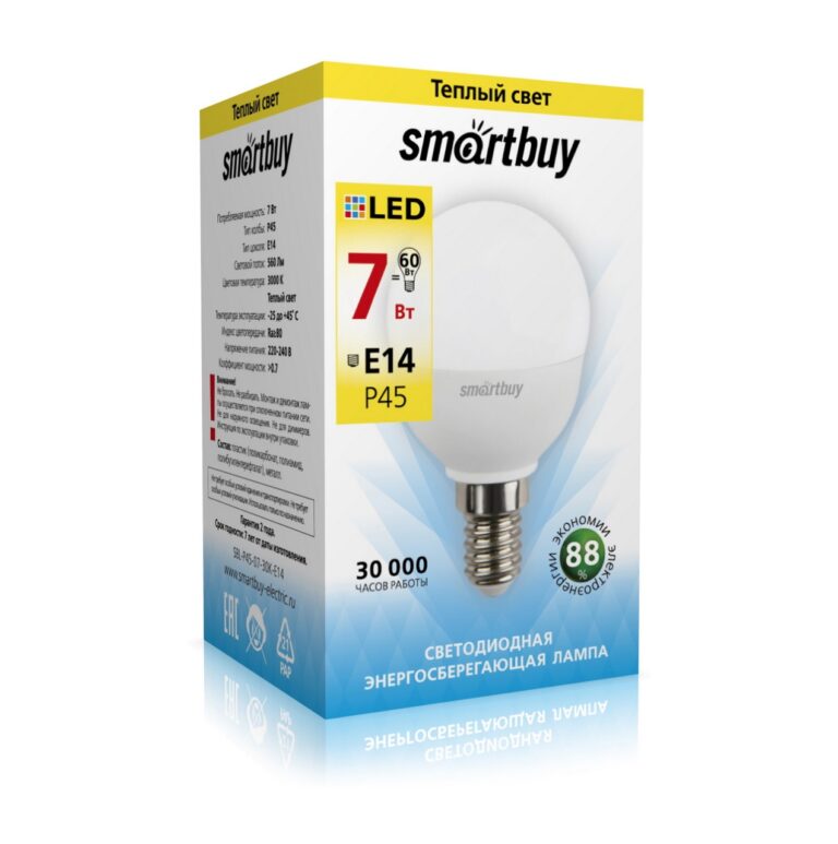 Светодиодная (LED) Лампа Smartbuy-P45-07W/3000/E14 1