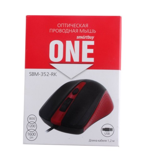 Мышь проводная Smartbuy ONE 352 красно-черная (SBM-352-RK) / 100 1