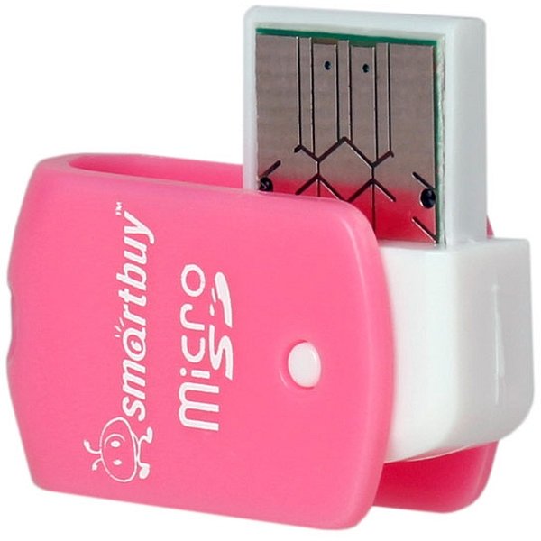 Картридер Smartbuy 706, USB 2.0 - MicroSD, розовый (SBR-706-P) 1