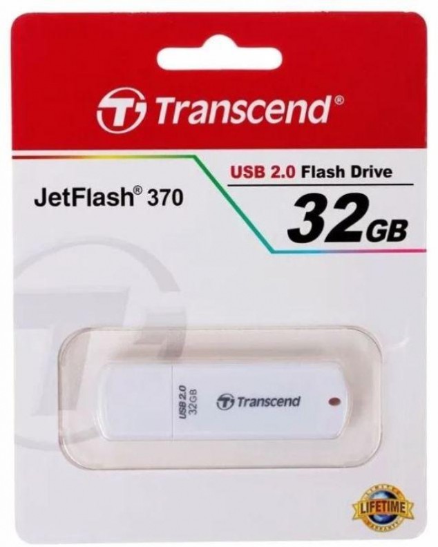 Флеш Диск Transcend 32Gb Jetflash 370 TS32GJF370 USB2.0 белый 1