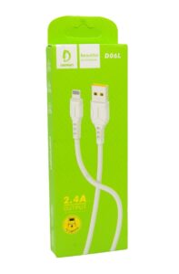 Кабель USB - Lightning DENMEN D06L 2.4A (белый) 1м 1