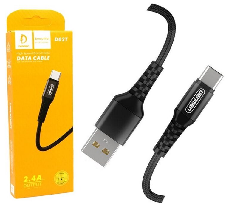 Кабель USB - TypeC DENMEN D02T (черный) 1м 1