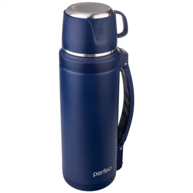 PERFEO Термос для напитков с к/п, ситечком, чашкой, ручкой, ремнем, объем 2 л., синий (PF_E1363) 1