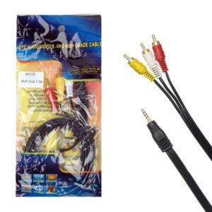 Кабель Видео AV15 AUX-3rca 1,5м (позолоченный након.)  20pcs 1