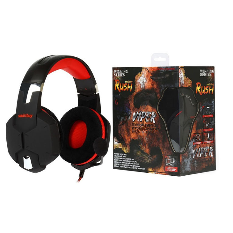 Игровая гарнитура RUSH VIPER, динамики 50мм, велюр. амбушюры, переходник для ПК, чер/крас(SBHG-2200) 1