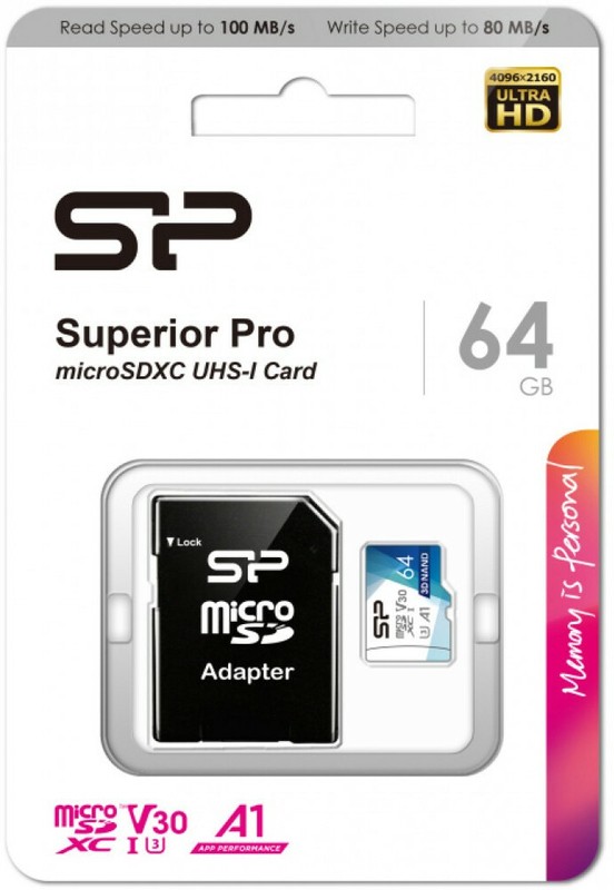 Флеш карта microSD 64GB Silicon Power Superior Pro A1 microSDXC Class 10 UHS-I U3 1