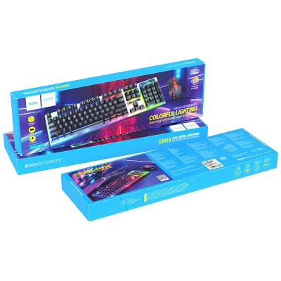 Мышь проводная + клавиатура Hoco GM18 игровые с подсветкой (Black) 1
