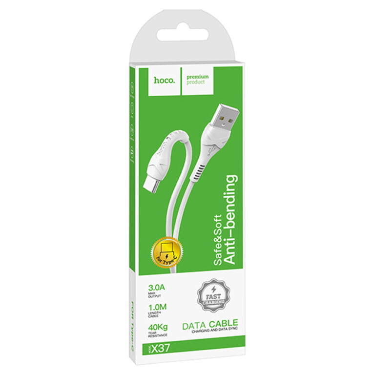 Кабель HOCO X37 3.0A Cool power type-c white 1.0m 1