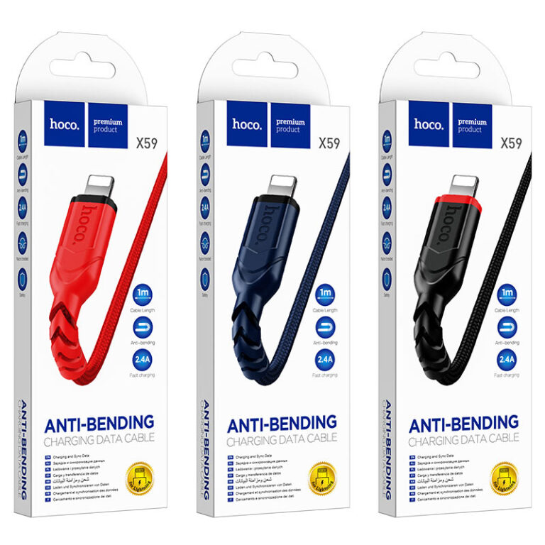 HOCO X59/ USB кабель Lightning/ 1m/ 2.4A/ Нейлон/ Red 1