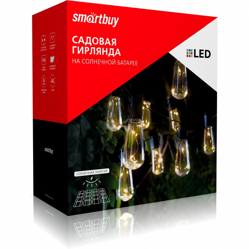 Садовая гирлянда Smartbuy на солнечной батарее, пластик, 2 м (SBF-203)/12 1 Садовая гирлянда Smartbuy на солнечной батарее, пластик, 2 м (SBF-203)/12 1