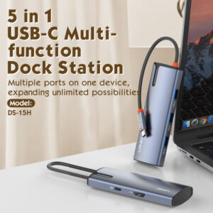 LDNIO DS-15H/ USB Hub 3.0/ 5в1:  PD+HDMI+USB 3.0*3/ 100W/ Gray 1