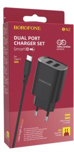 СЗУ 2USB 2.1A для Type-C Borofone BN2 1м (Black) 1