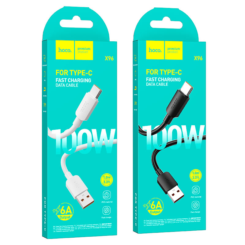 Дата-кабель USB 3.0A 100W для Type-C Type-C Hoco X96 ПВХ 1м (Black) 1 Дата-кабель USB 3.0A 100W для Type-C Type-C Hoco X96 ПВХ 1м (Black) 1