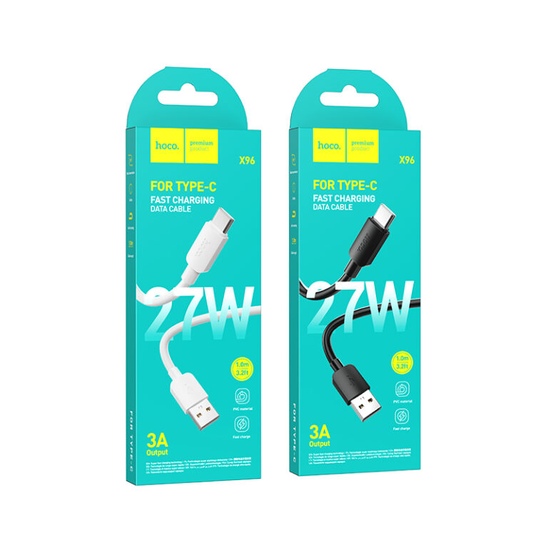 Дата-кабель USB 3.0A 27W для Type-C Hoco X96 ПВХ 1м (White) 1
