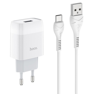 СЗУ 1USB 2.1A для Type-C Hoco C72A 1м (White) 1