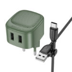 СЗУ 2USB 2.1A для Type-C Borofone BAS21A 1м (Olive Green)