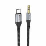 Аудиокабель AUX 3.5mm Type-C 1.0м Hoco UPA26 нейлон (Black)
