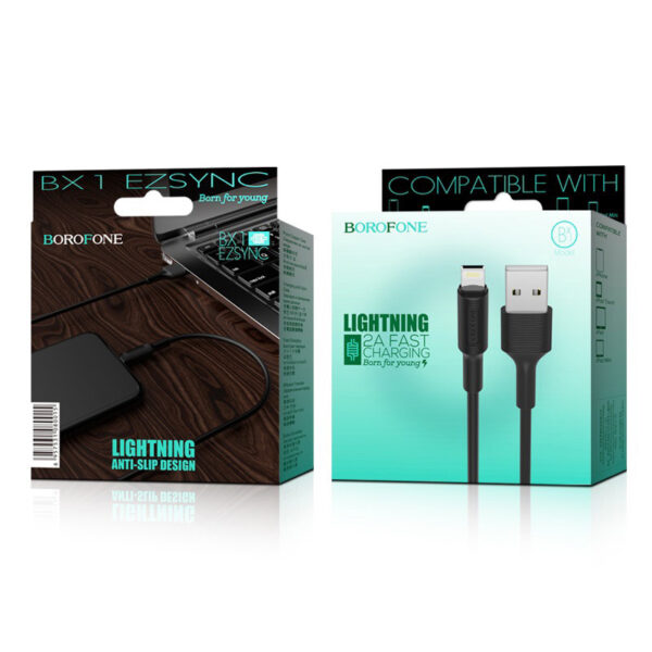 Дата-кабель USB 2.4A для Lightning 8-pin Borofone BX1 TPE 1м (Black)