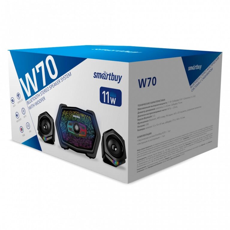 Акустическая система 2.1 SmartBuy W70, Bluetooth, MP3, FM, питание от USB (арт. SBA-5150)/12 1