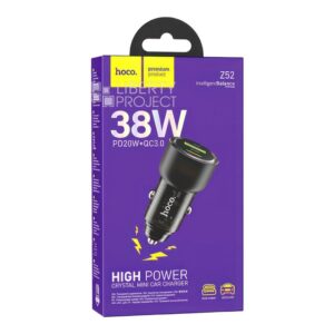 АЗУ 1USB+1Type-C 3.0A PD38W+QC3.0 быстрая зарядка для Type-C Hoco Z52 (Transparent Black) 1