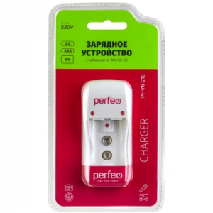 Perfeo зарядное устройство PF-VN-210 Ni-MH/CD, 220V, 2 слота, AA/AAA/9V, таймер 1