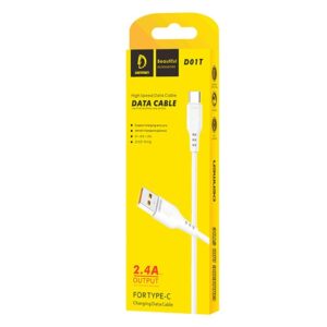 Кабель USB - TypeC Denmen Type-C D21T White 1