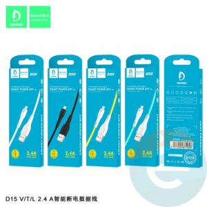 Кабель USB - Micro DENMEN D15V  (белый) 1м 1