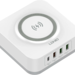 LDNIO AW004/ Зарядная станция на 4 USB порта + Беспроводное ЗУ Qi/ QC 3.0+PD 3.0 32W/ White