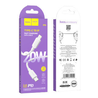 HOCO X96/ PD кабель Type-C-Lightning/ 1m/ 2.4A/ White 1 HOCO X96/ PD кабель Type-C-Lightning/ 1m/ 2.4A/ White 1
