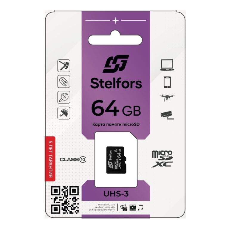 Карта памяти microSDXC  64GB Stelfors class 10/UHS-3 (без адаптера) 1
