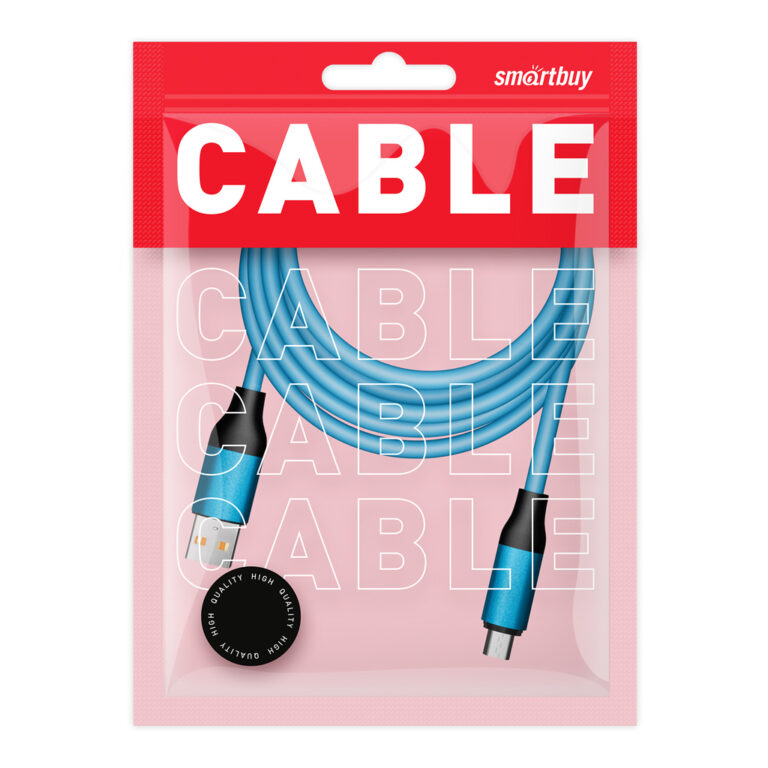Кабель для зарядки и передачи данных, супертолстый BOLD MICRO USB синий, 3А, TPE, 1 м, Smartbuy 1