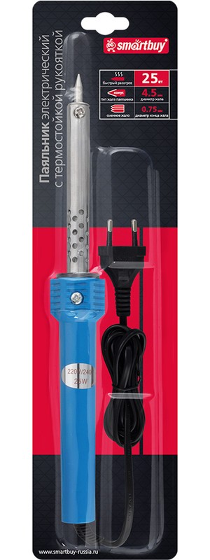Паяльник электрический, 25 Вт,термостойкая рукоятка, длина шнура 1.1 м,Smartbuy Tools(SBT-SI-04) 1