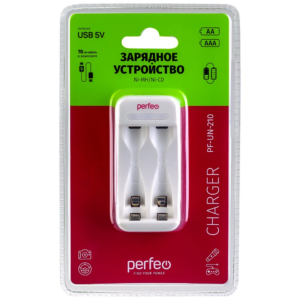Perfeo зарядное устройство PF-UN-210 Ni-MH/CD, 5V, 2 слота, AA/AAA 1